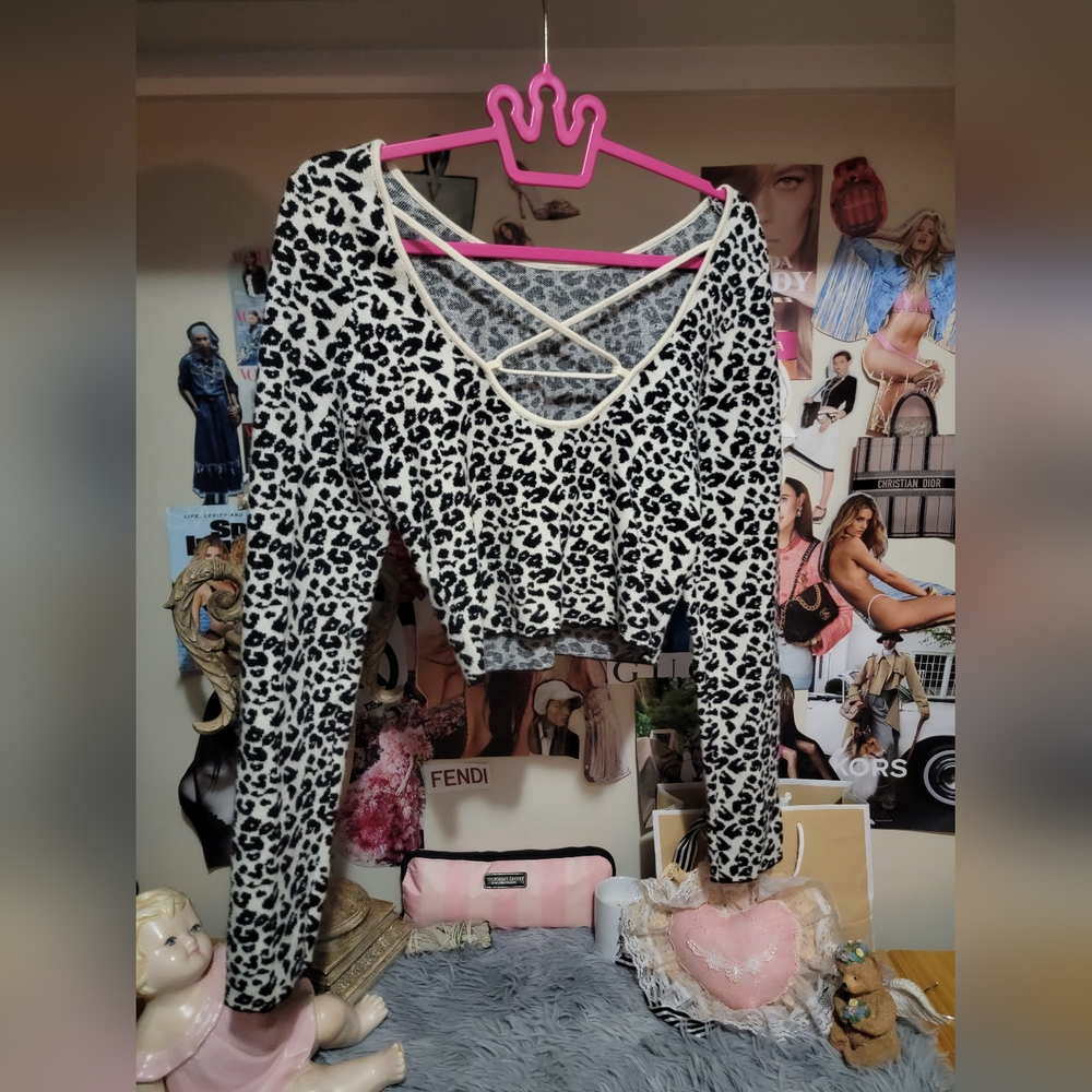 Thick&Soft Leopard Print Cropped Top